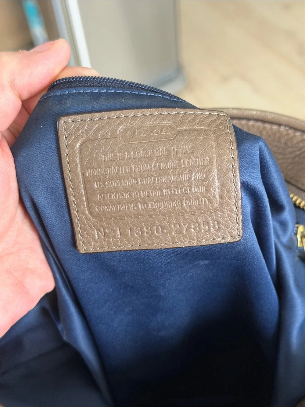 Coach Taupe Pebbled Leather Hobo Shoulder Bag